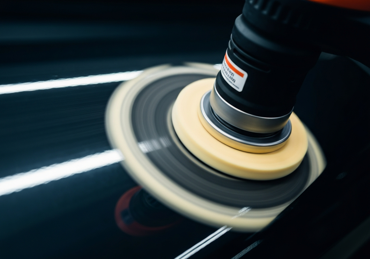 Polishing pad on a car panel