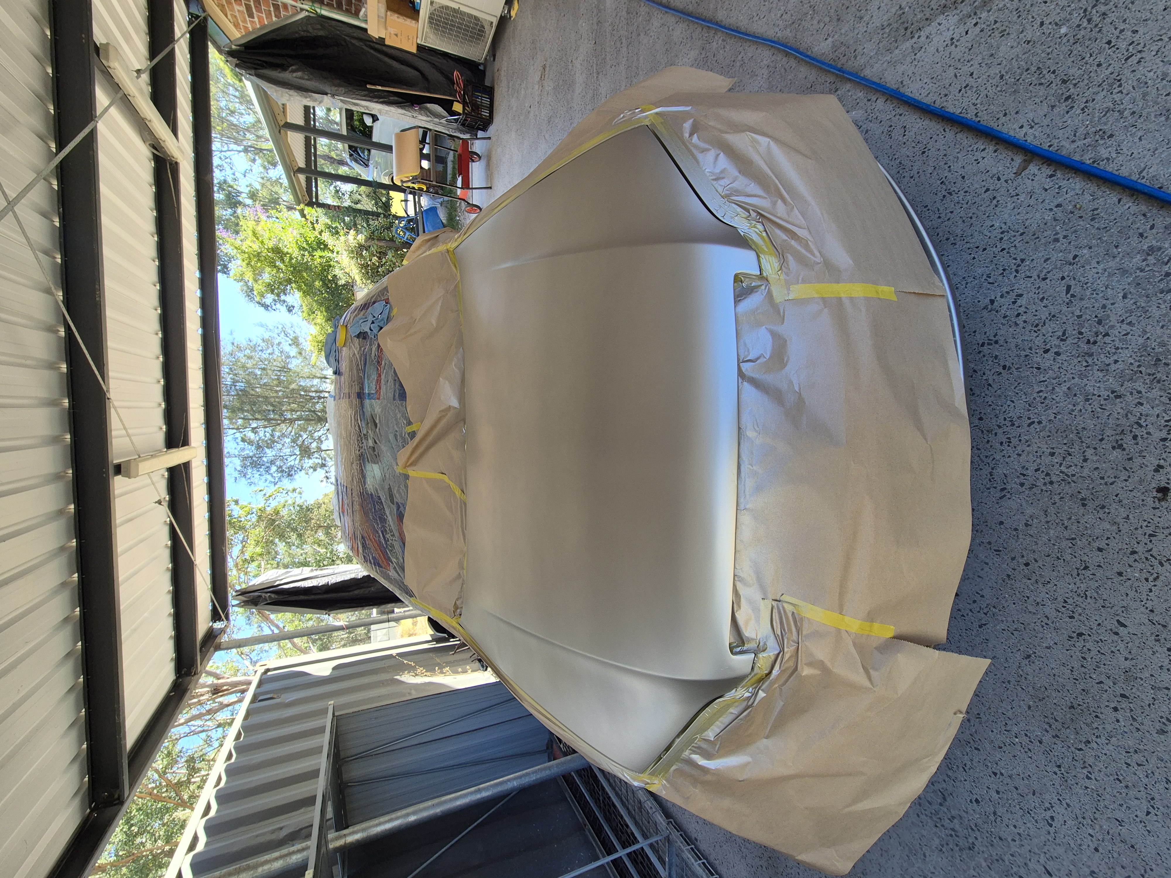 Close up of flawless glossy paint reflection after ceramic coating