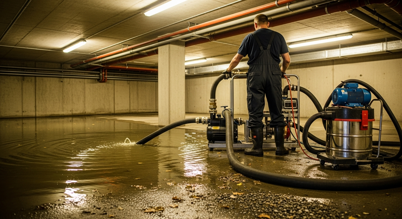 Aspiration et pompage d’eau dans un bâtiment à Genève