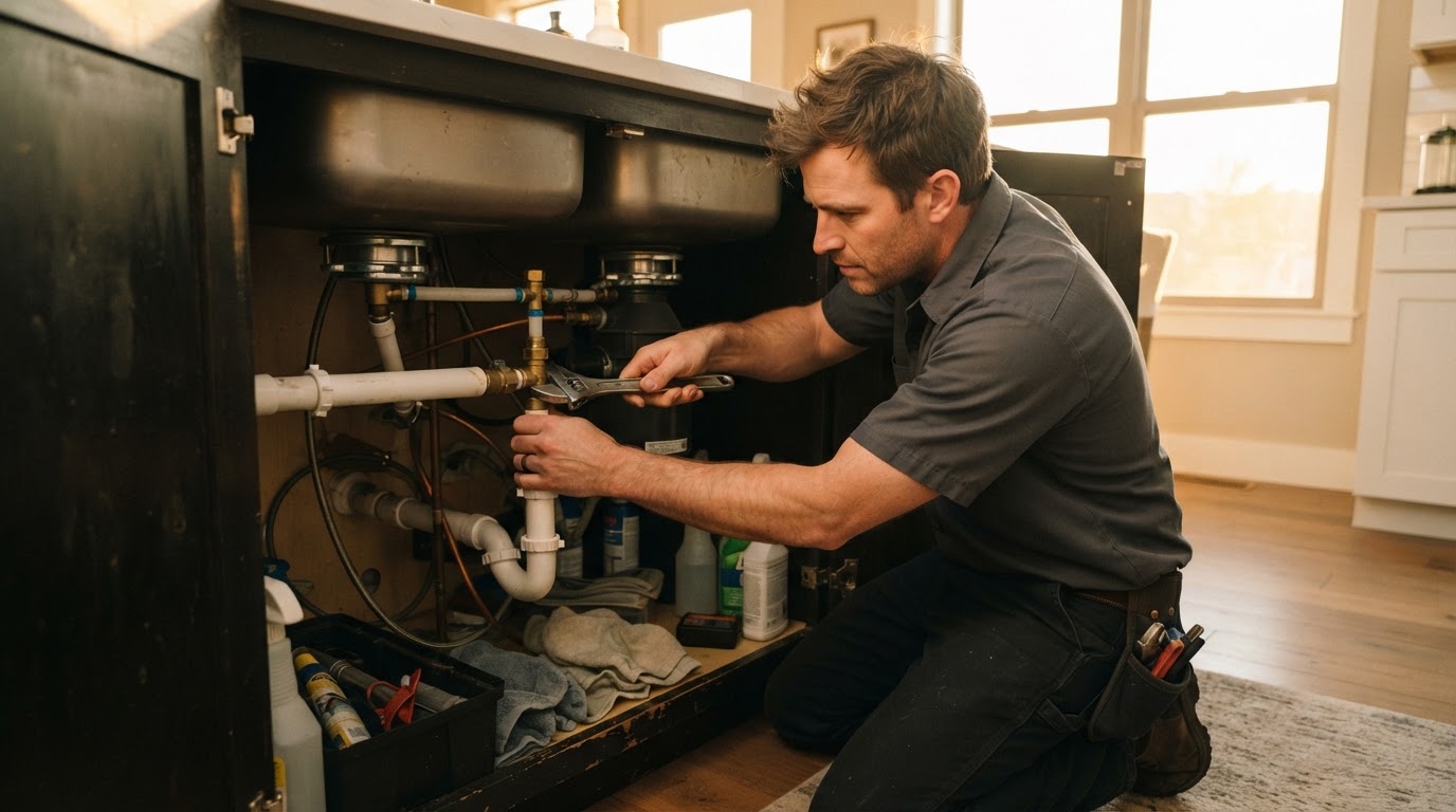 Plumbers professional at work