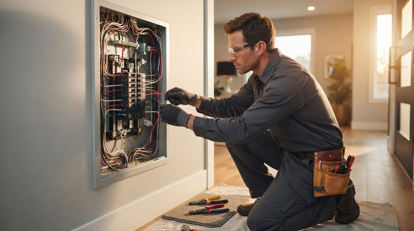 Electricians professional at work