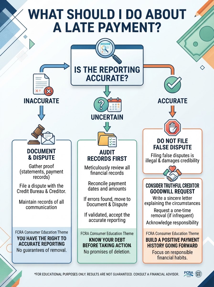 How to dispute a late payment decision tree for inaccurate and accurate credit report information