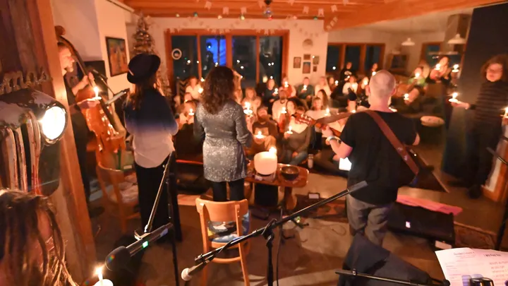 Candlelight song circle gathering