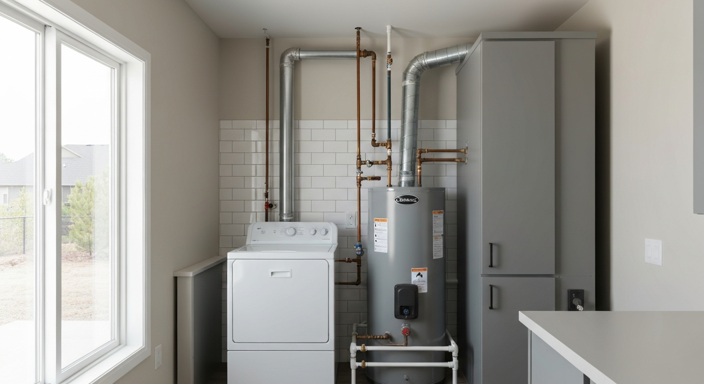 Mechanical area without gas line connection before installation near Longmont