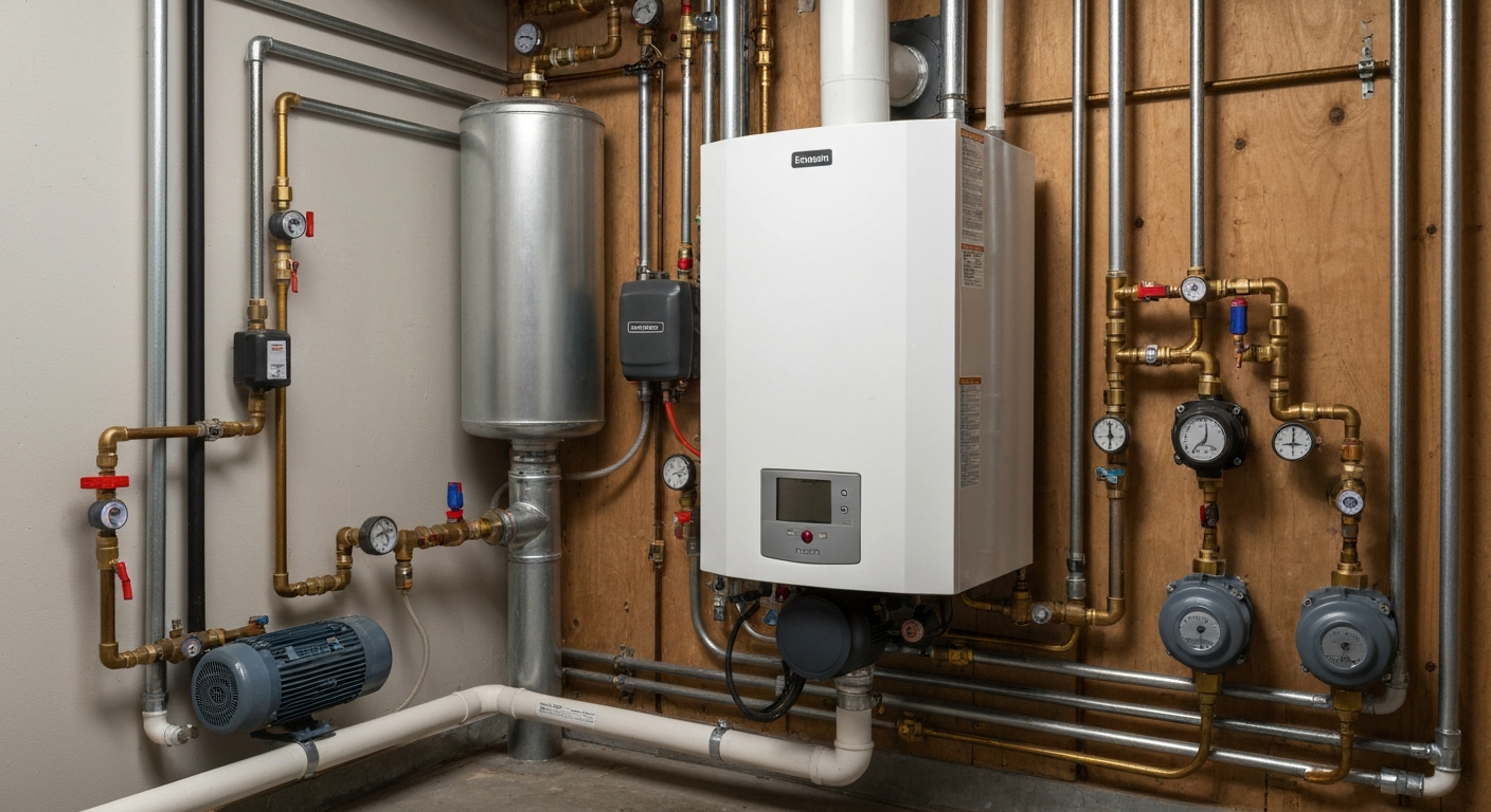 Modern boiler and organized hydronic mechanical room after installation near Longmont