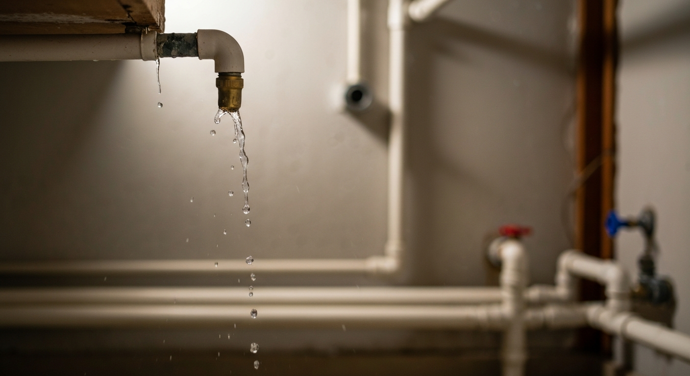 Burst pipe active leak before emergency plumbing repair in Longmont