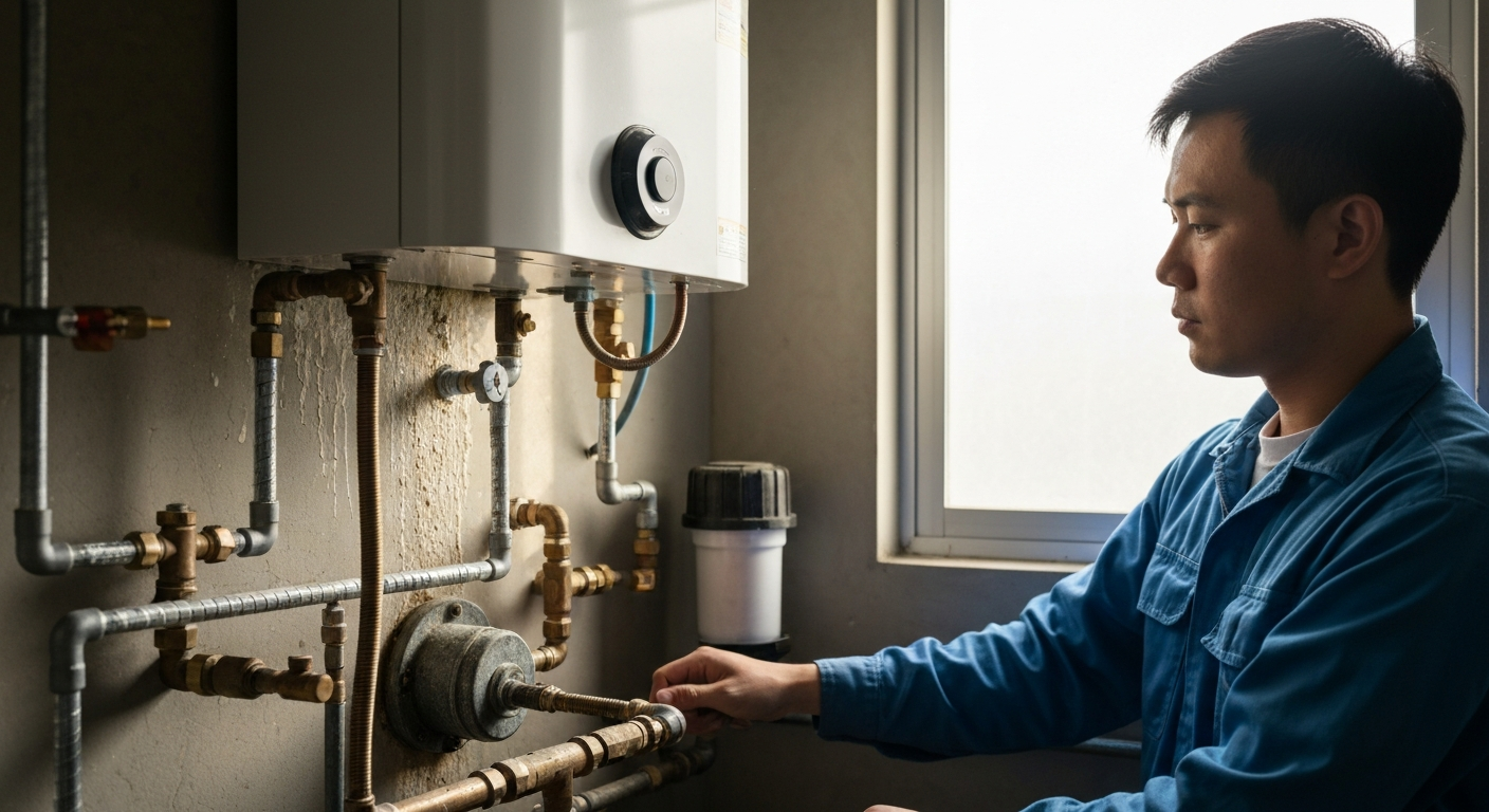 Tankless water heater with scale buildup and service concerns near Longmont