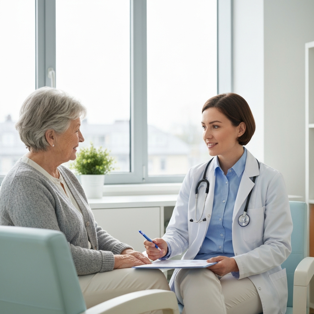 Medical professional consulting patient