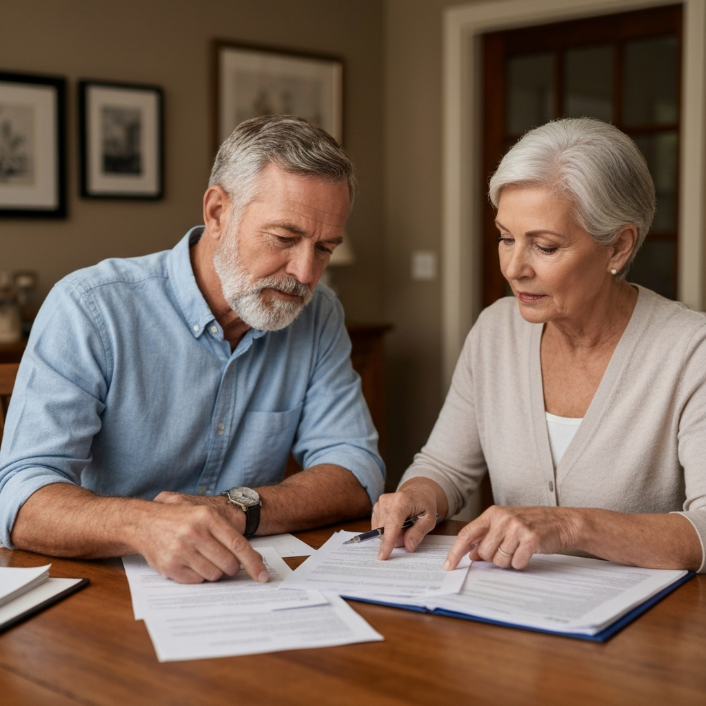 Couple reviewing healthcare documents