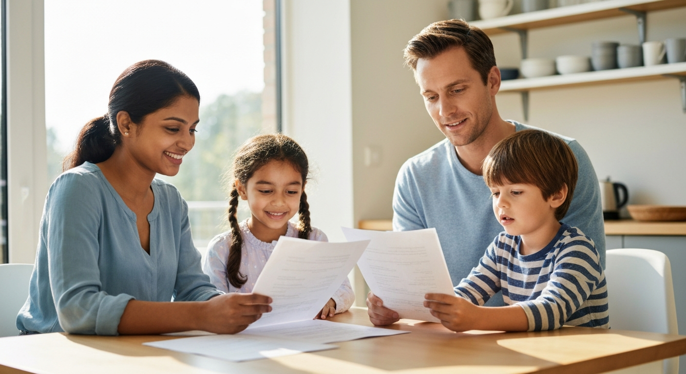 Family reviewing healthcare options