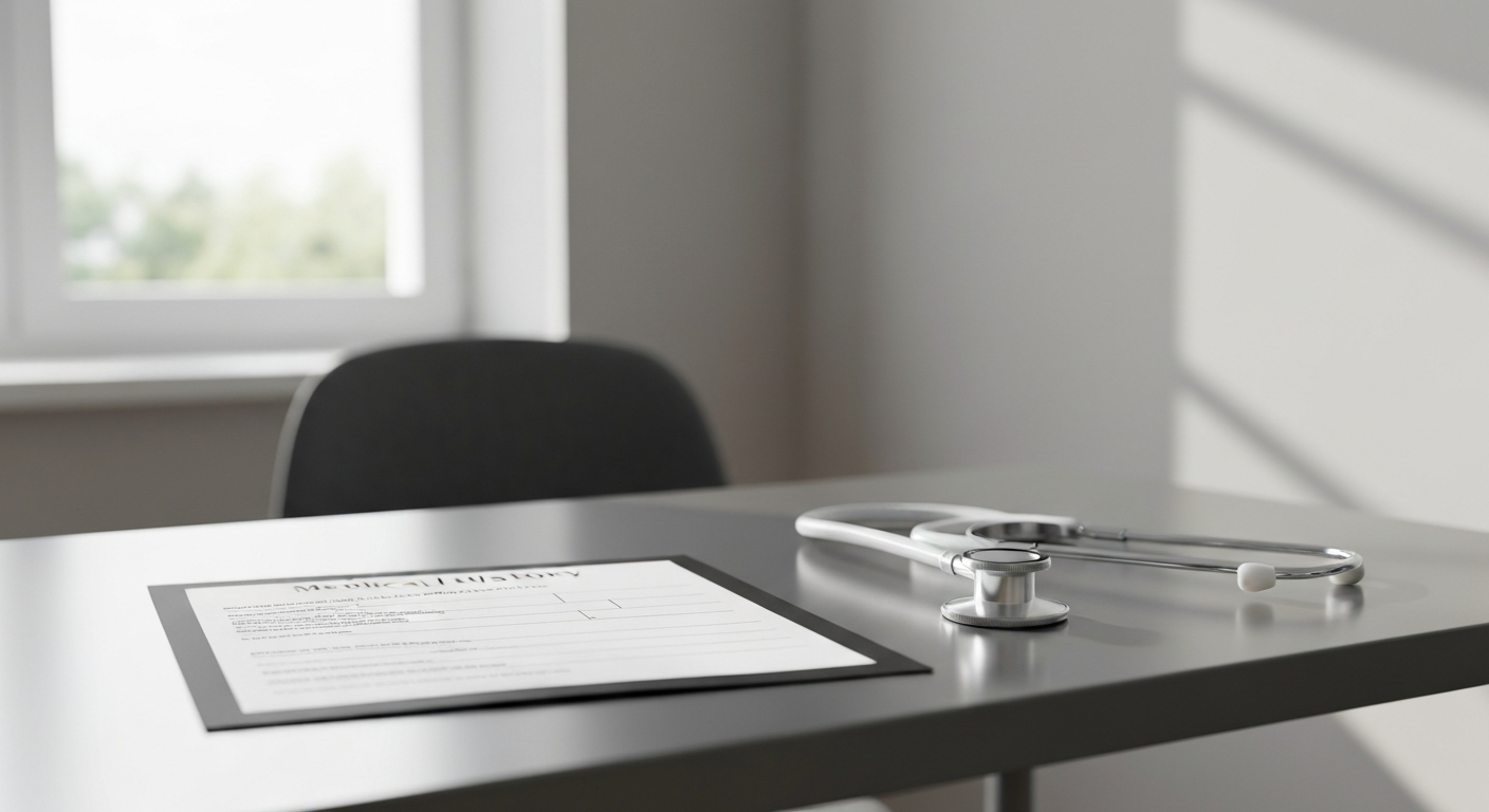 Medical forms and stethoscope