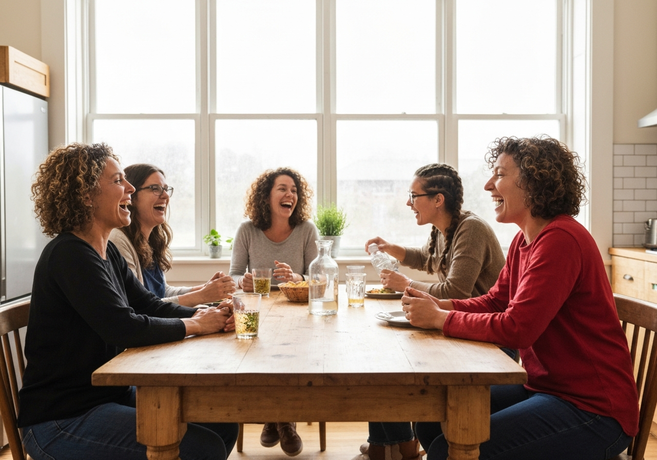 Women smiling together