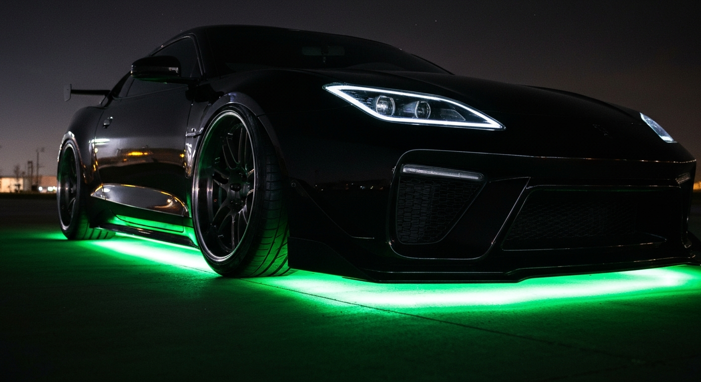Green underglow on truck