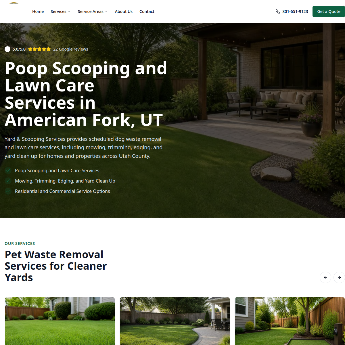 Yard Scooping Service website built by BlueTaip