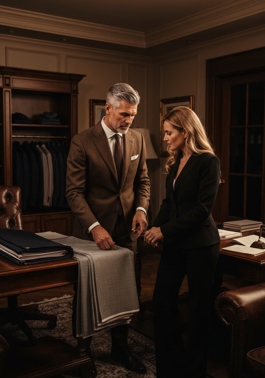 Private clothier consulting with a client