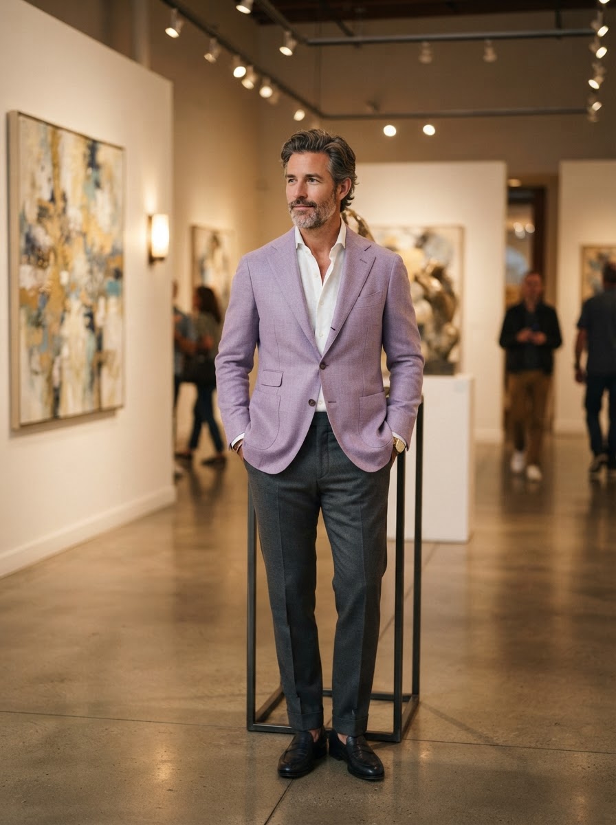 John Bradley Lavender Sport Coat - A soft lavender single-button sport coat with subtle texture — for the man who dresses with quiet individuality.