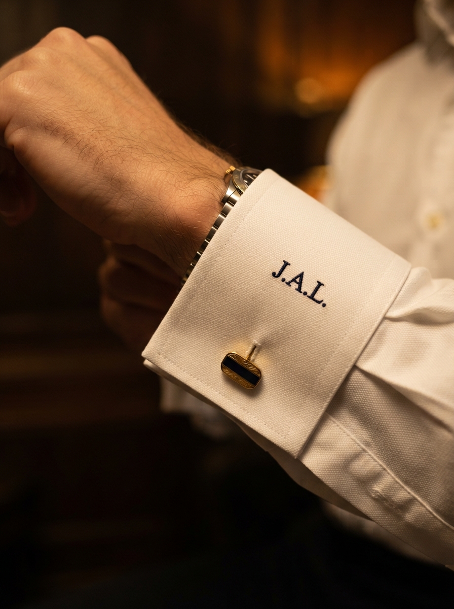 John Bradley custom shirt - Monogram Cuff Detail