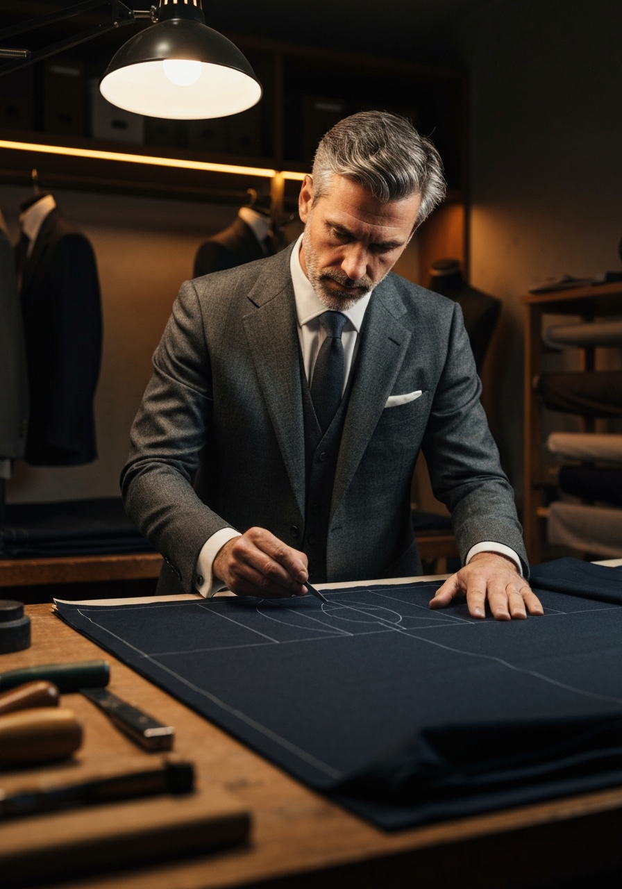 Tailor working on a bespoke garment