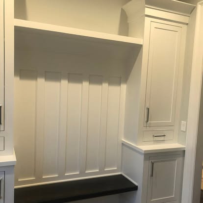 Custom mudroom bench and paneling