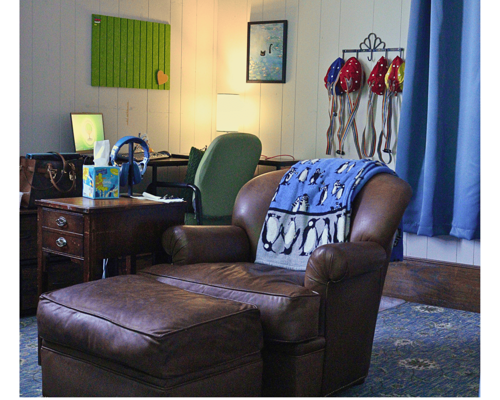 Comfortable therapy room with recliner chair
