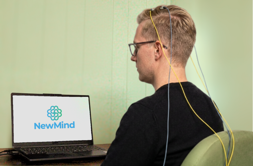 Patient undergoing neurofeedback therapy