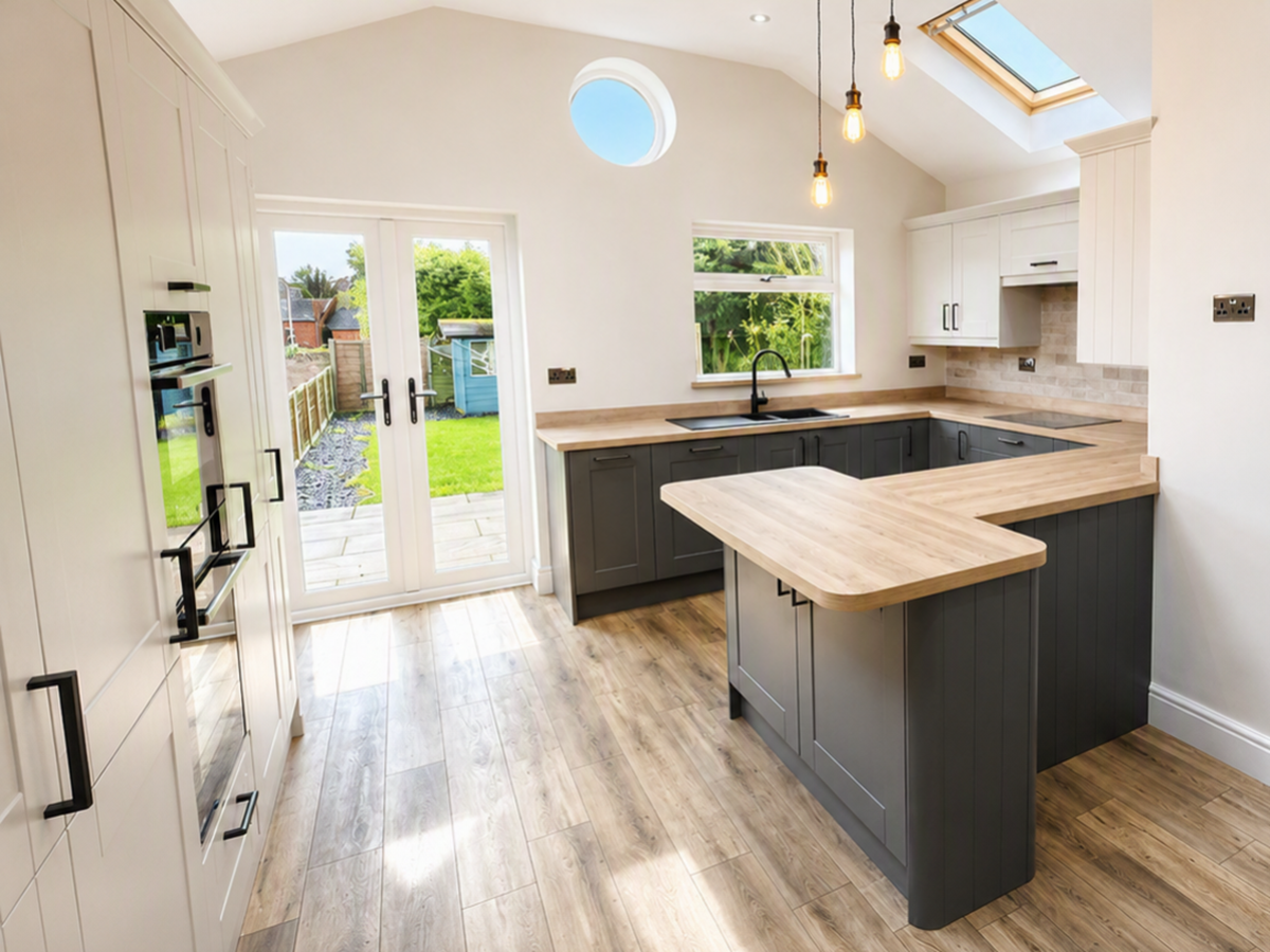 Completed two-tone grey kitchen