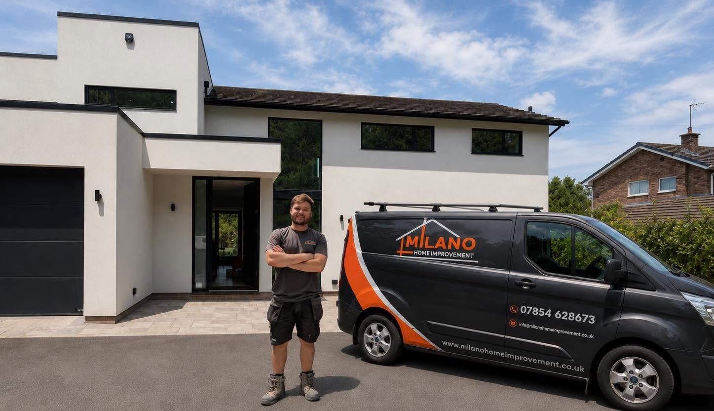 Chris from Milano Home Improvement Ltd beside the company van