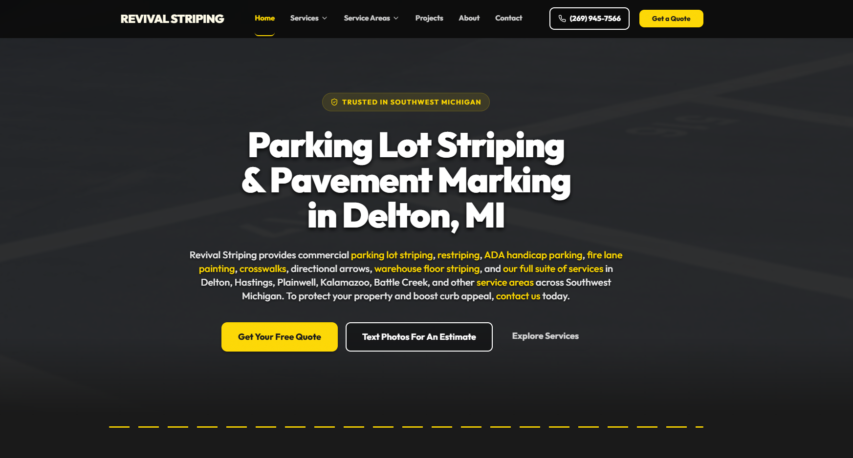 Revival Striping website design by Local Ranking Solutions