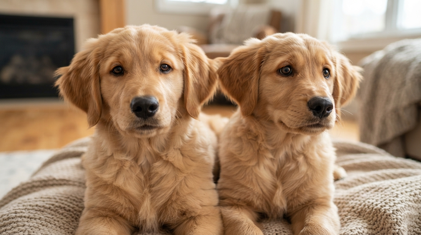Comparison of puppy ear positions showing natural neutral ears versus pinned back anxious ears