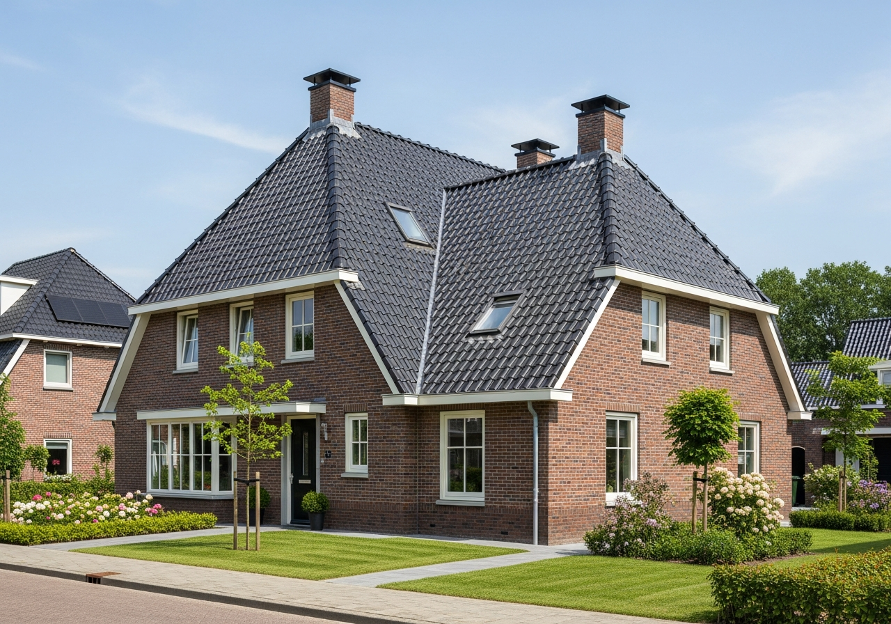 Dakdekker aan het werk in Groningen