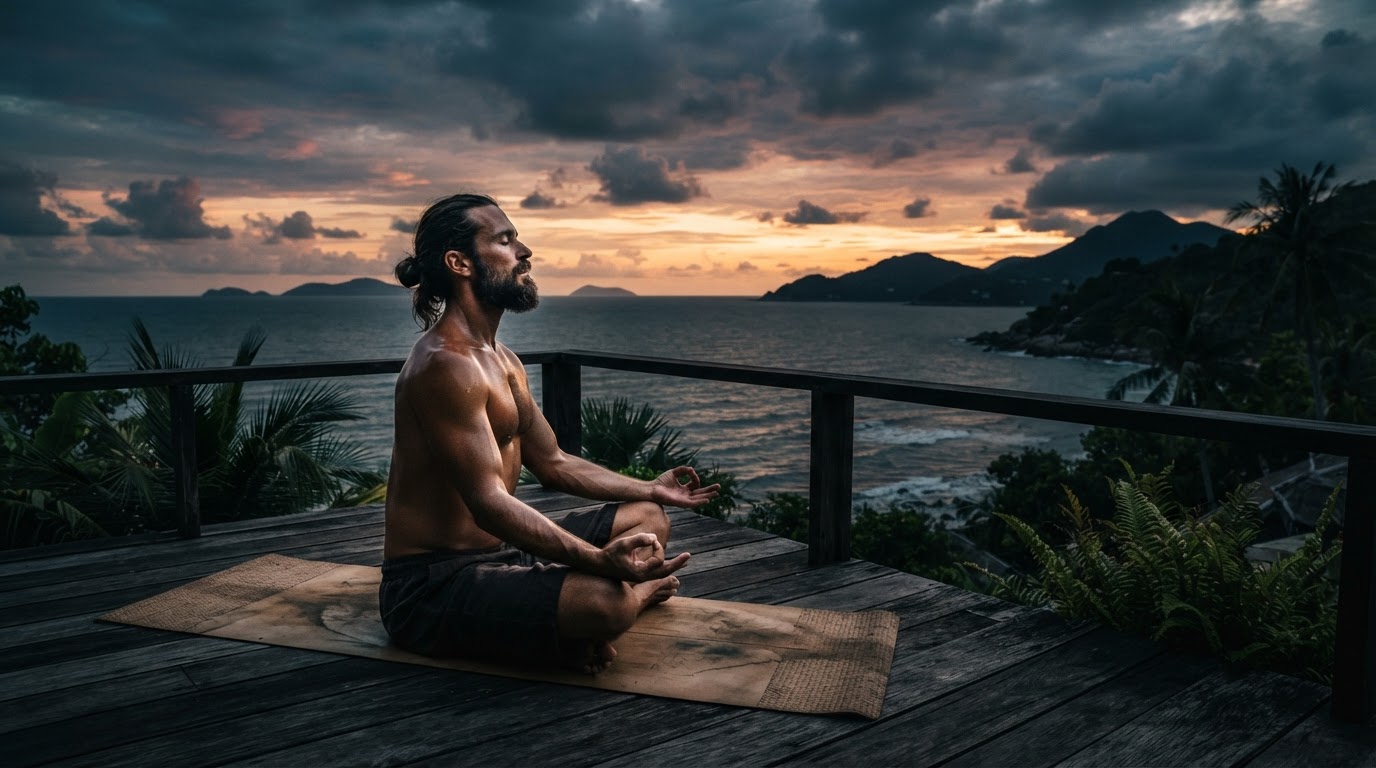 Breathwork and meditation overlooking the ocean in Koh Samui, Thailand