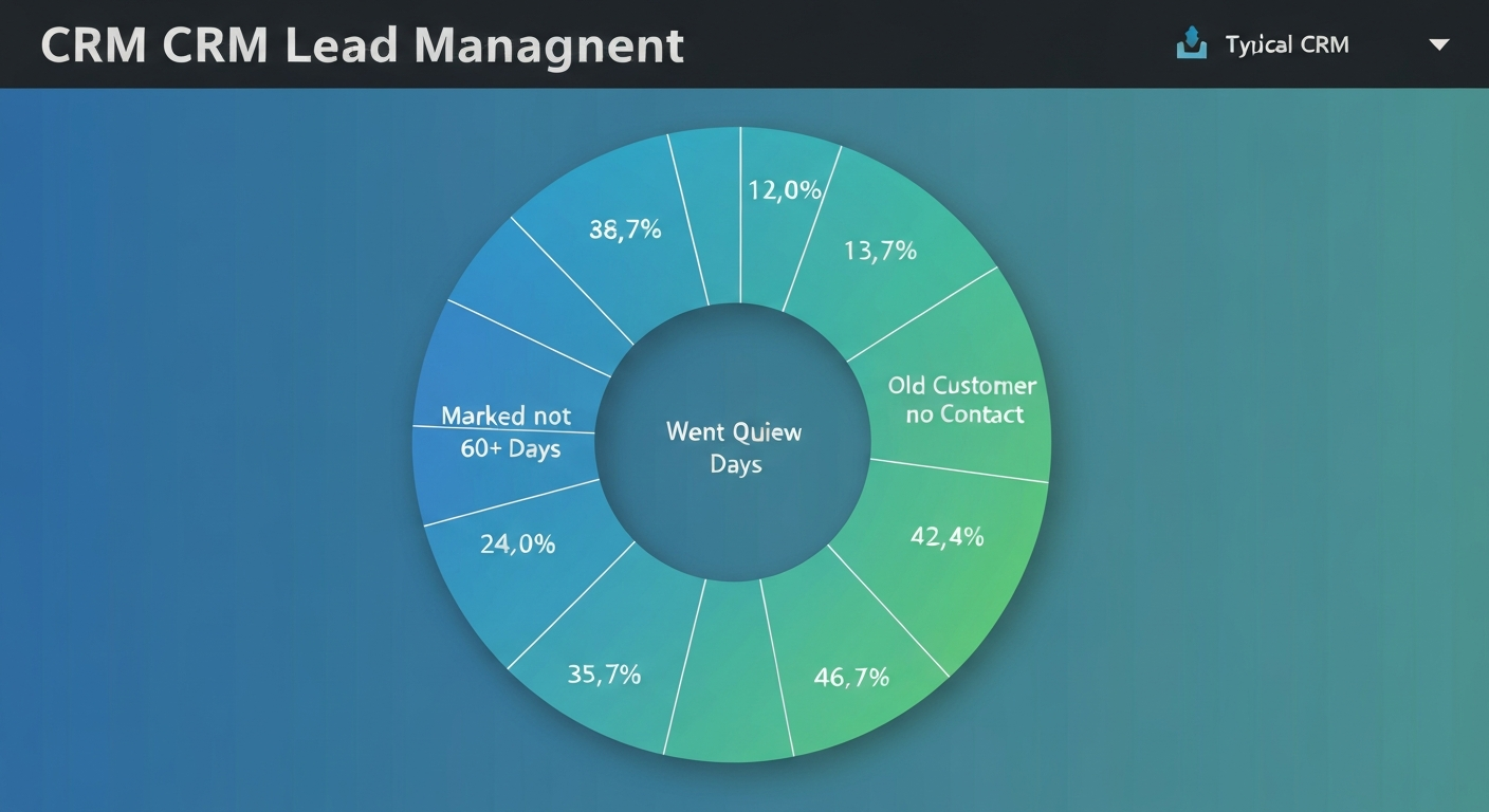 Chart breaking down typical CRM lead statuses and how many go untouched over time
