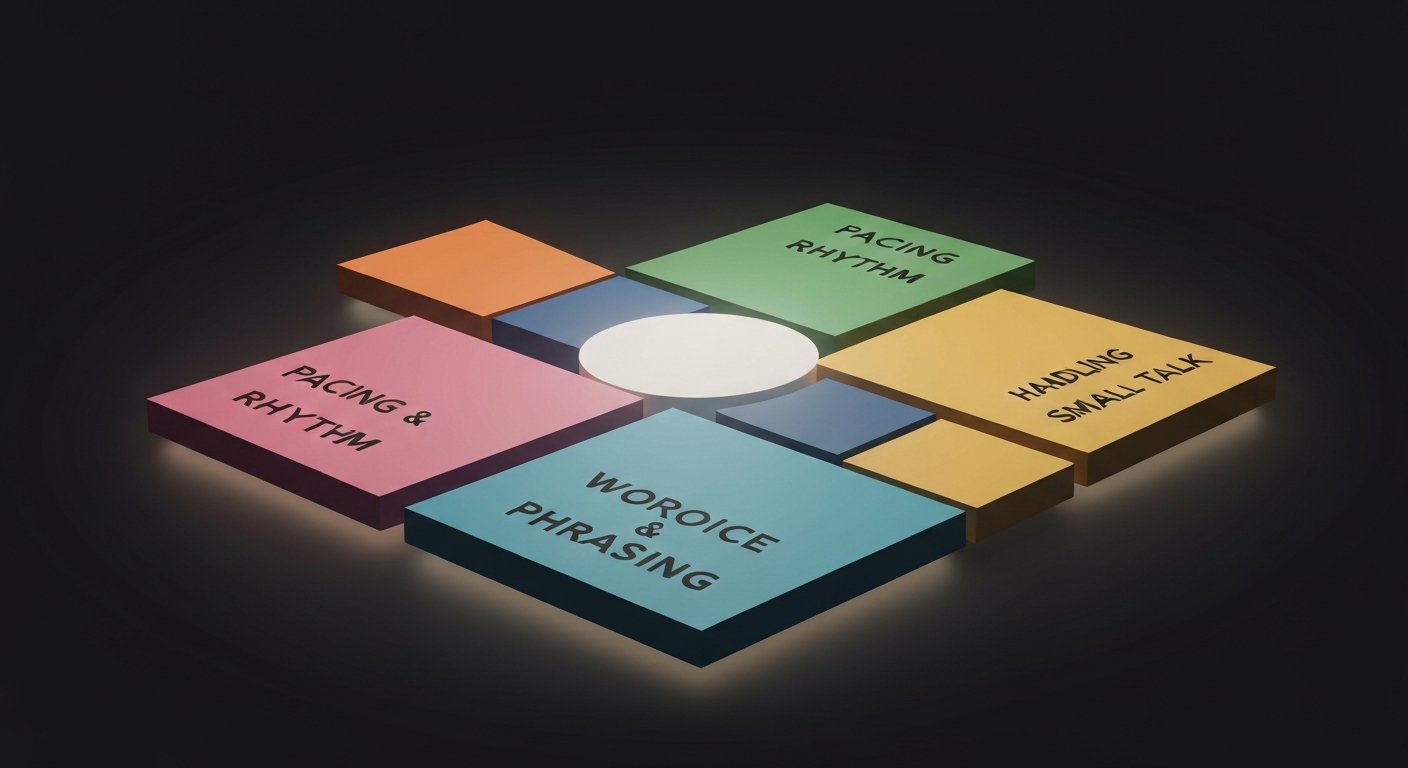 Diagram showing the four components that shape AI voice tone and brand personality