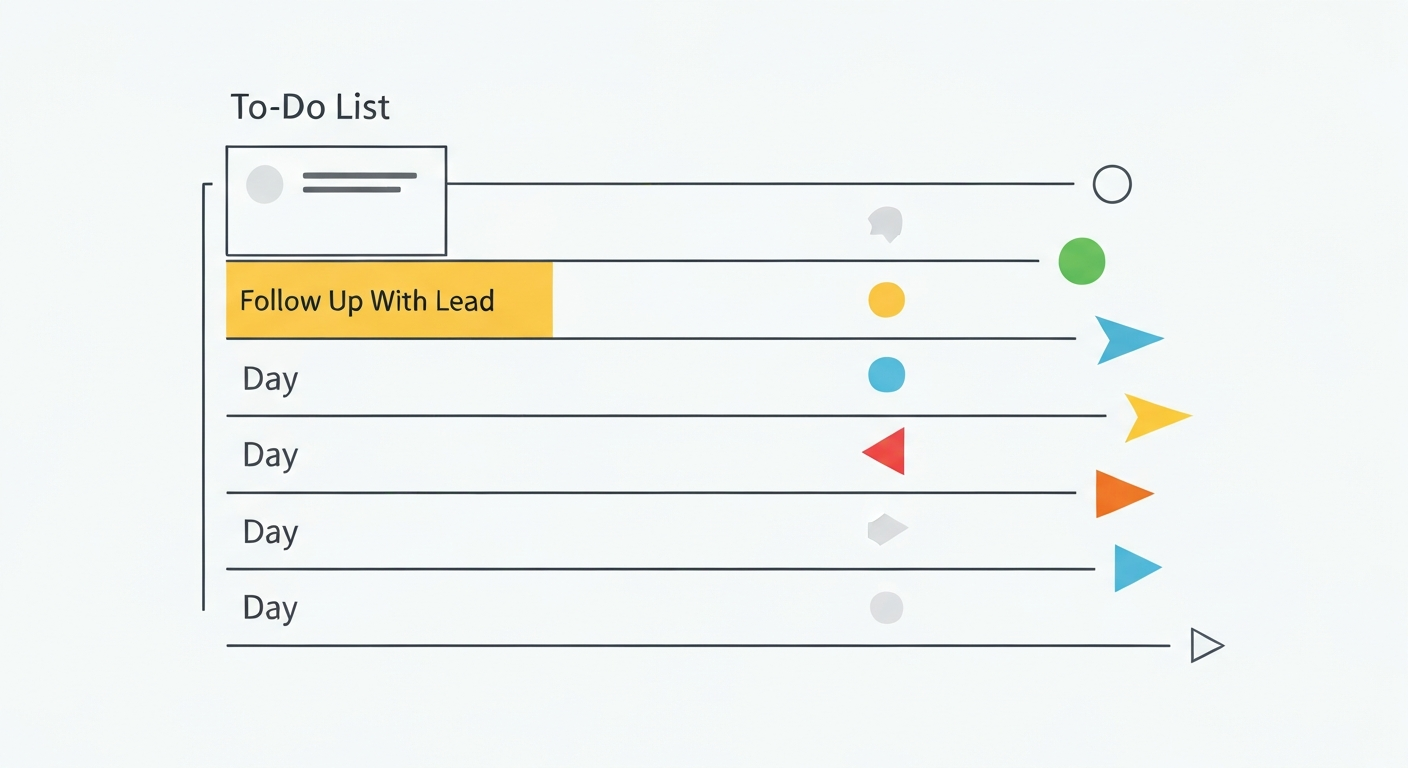 Graphic showing how follow-up tasks get deprioritized by newer competing tasks over time