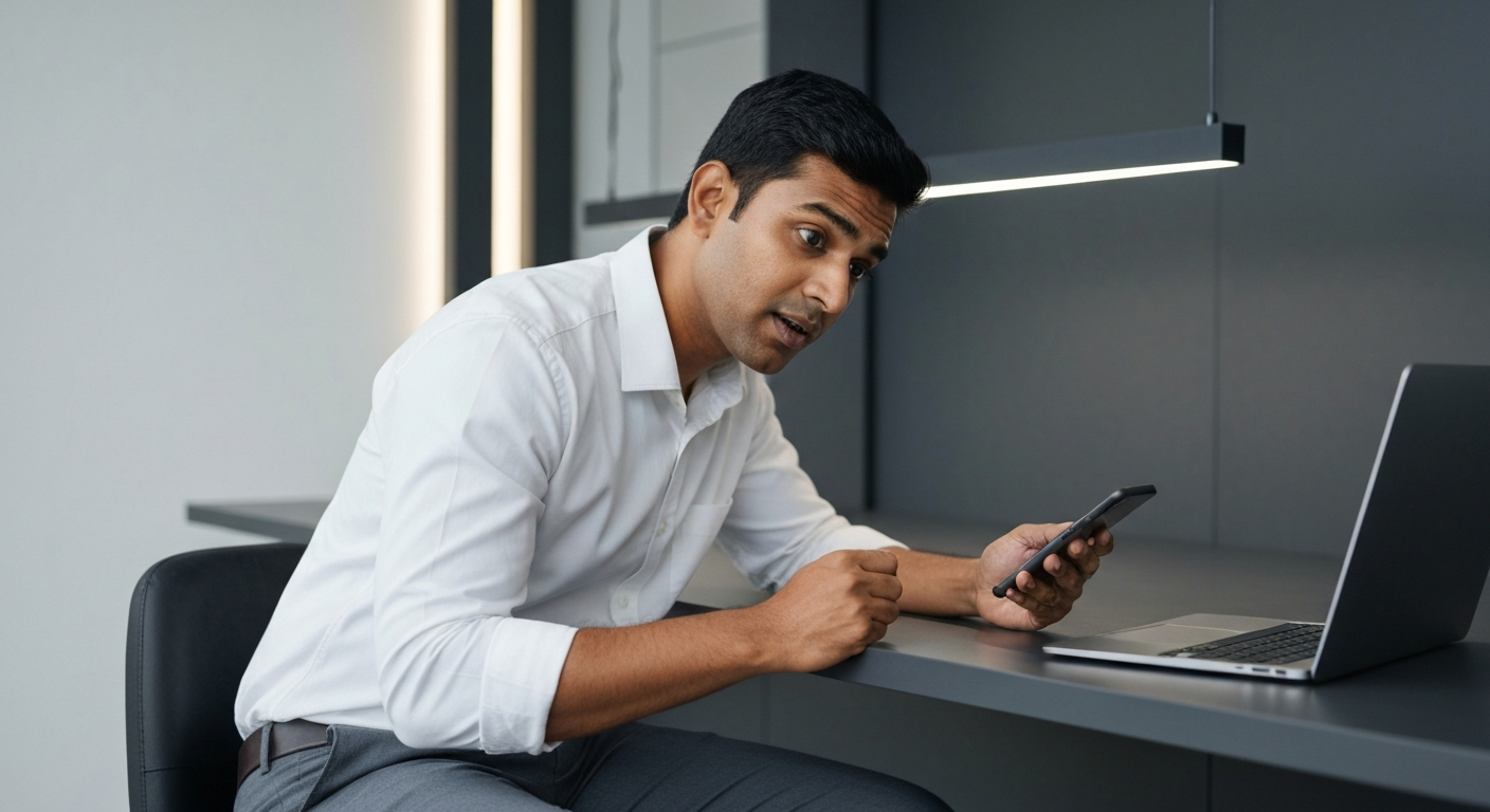 Business owner testing a conversational AI system before adoption