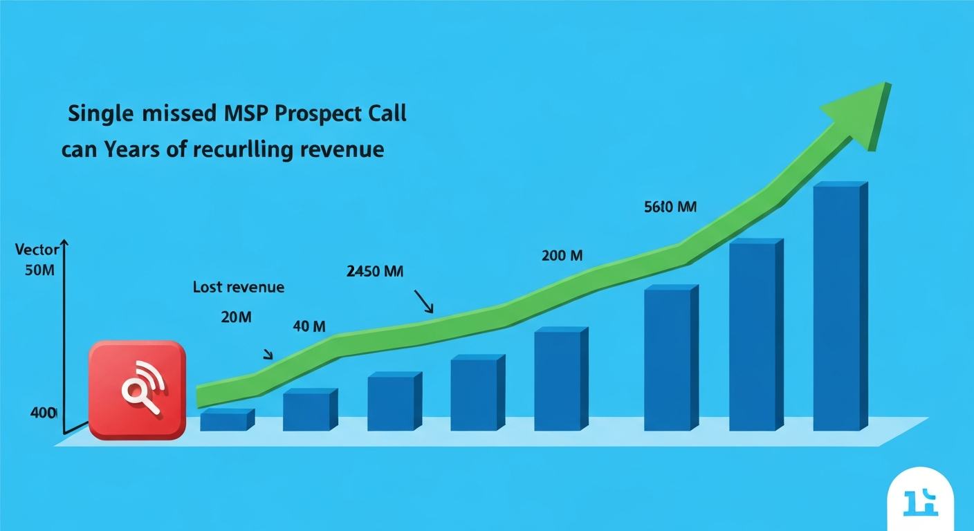 Graphic illustrating how a single missed MSP prospect call represents years of recurring revenue