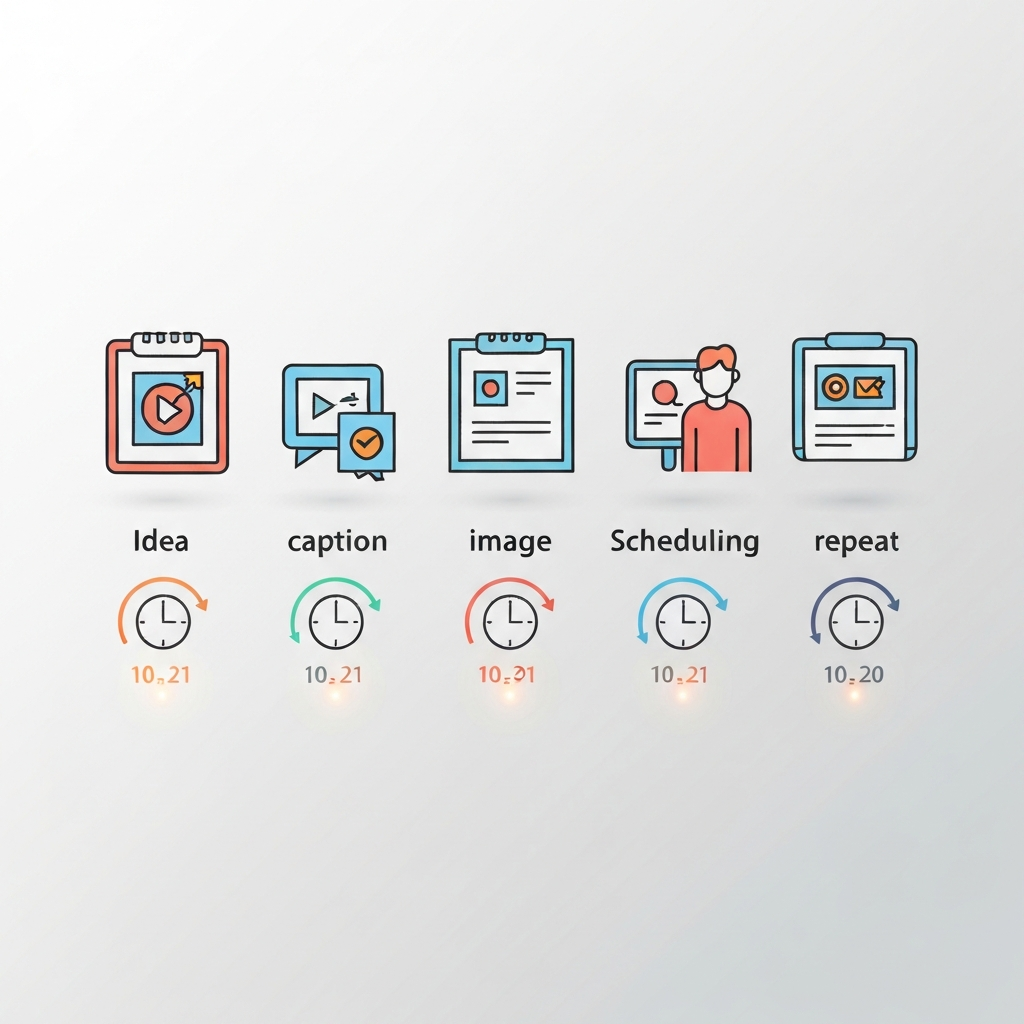 Diagram breaking down the time cost of each step in manual social media management
