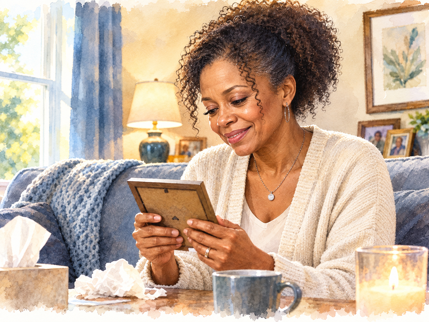 Individual holding a cherished memory in healing and reflection