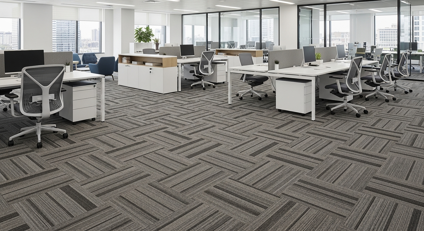 Commercial office space with carpet tile flooring design Melbourne