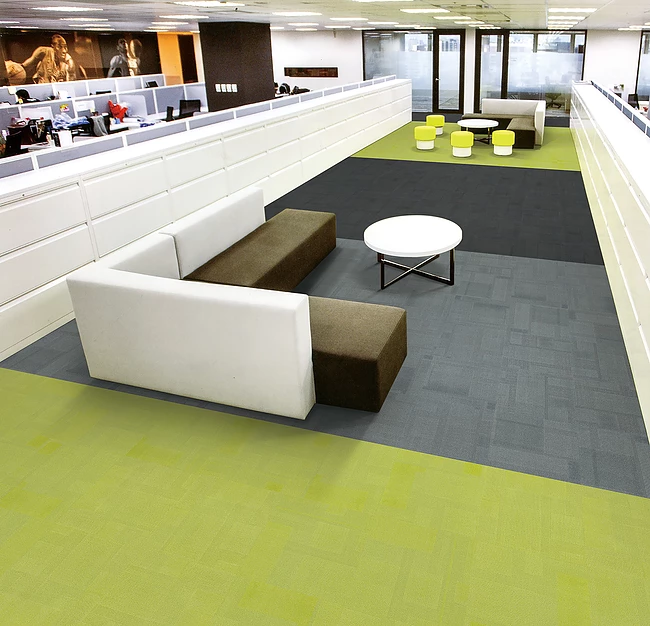 Commercial carpet tiles in a modern Melbourne office workspace
