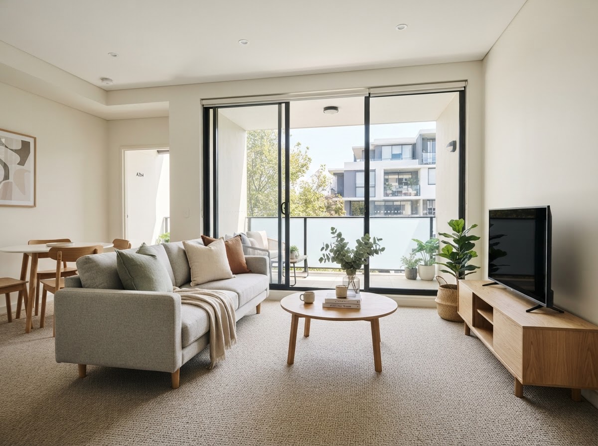 Rental property with practical neutral carpet
