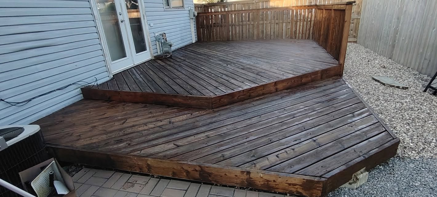 Finished custom deck project by CMB Handyman Services in Saskatoon