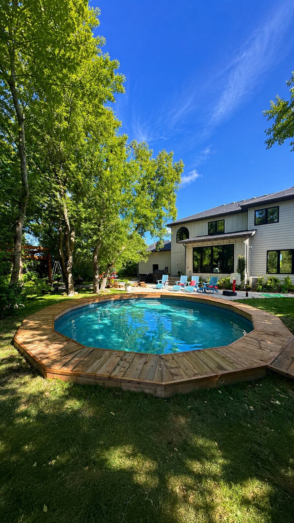 Pool and deck construction by CMB Handyman Services — outdoor home improvements in Saskatoon
