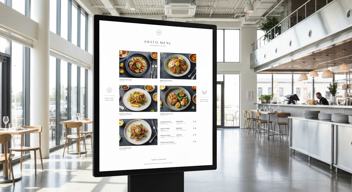 Digital signage display in a local New England business