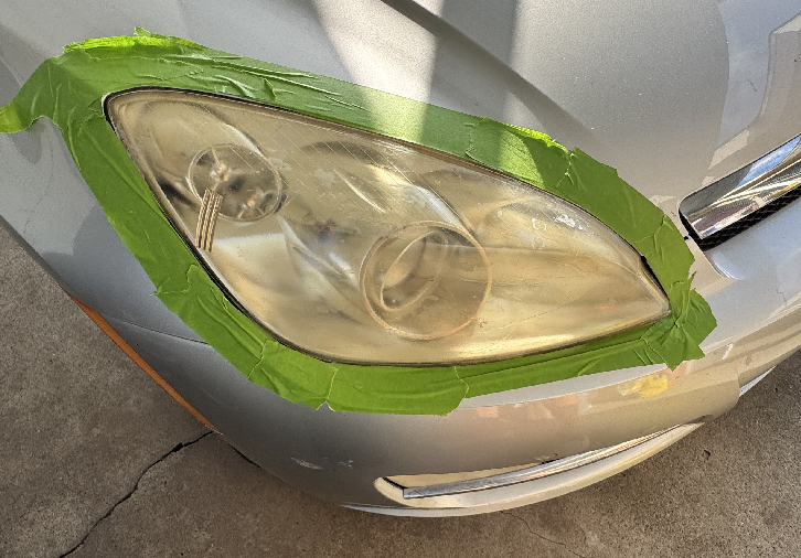 Cloudy headlight before restoration in Corpus Christi by LumaClear