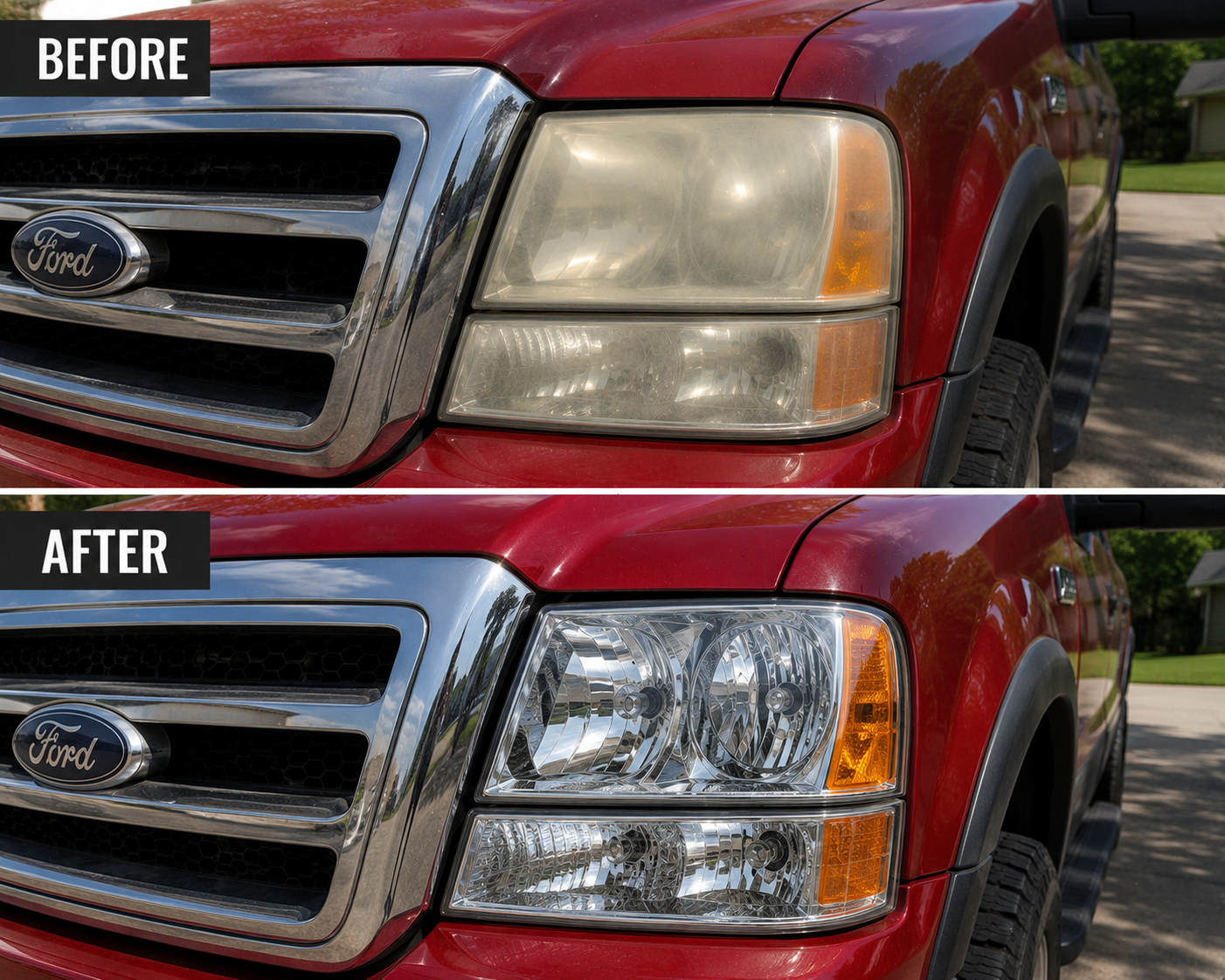 Headlight restoration before and after 3