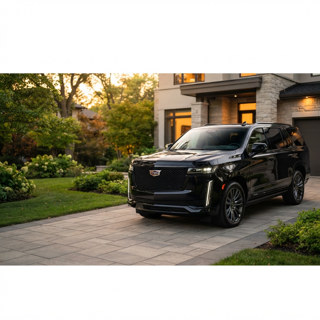 Premium detailed luxury SUV in driveway