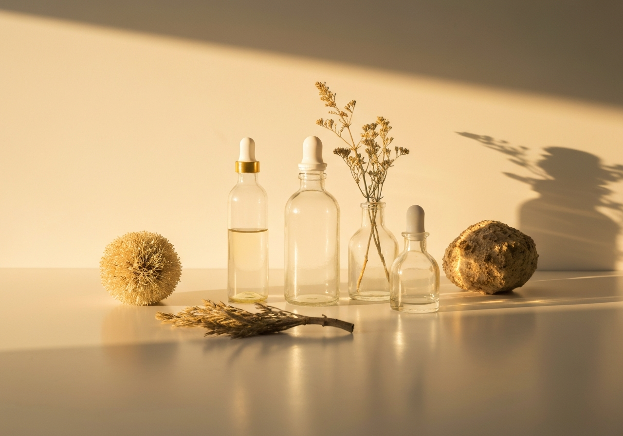 Advanced wellness atmosphere with golden light and botanicals