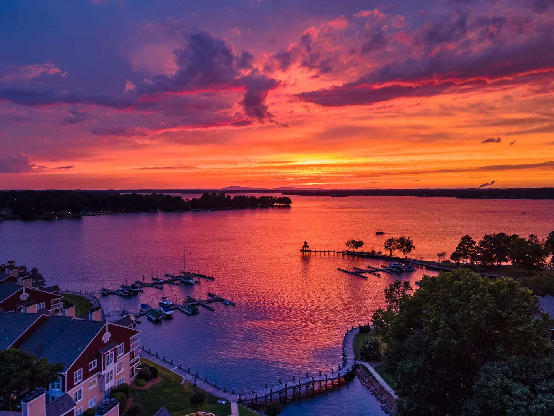 Lake Norman sunset marina view