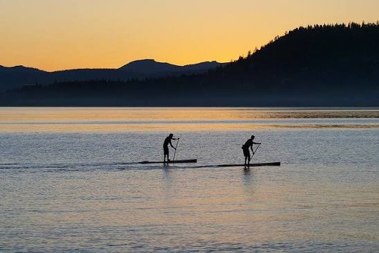 Lake Norman paddleboarders at sunset